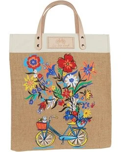 Brighton Bicycle Fun Burlap Tote | Handbags